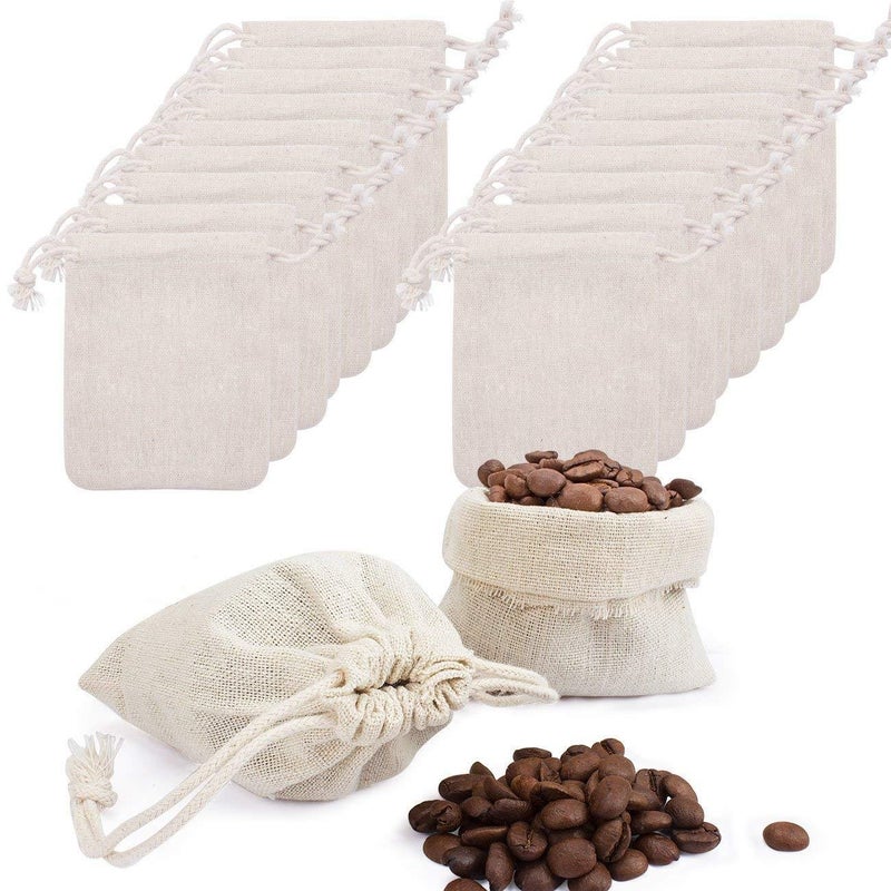 Hapdoo 24 Pack Cotton Muslin Bags with Drawstring Gift Bags Jewelry Pouches Sacks for Wedding Party and DIY Craft  3 x 4 Inches  Presents  Festivals - Image 1